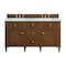 James Martin Vanities 60'' Double Vanity, Mid-Century Walnut w/ 3 CM Carrara White Marble Top 424-V60D-WLT-3CAR - alternate 1